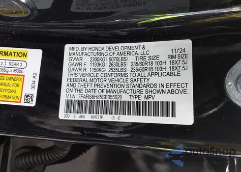 2025 Honda Cr-V Hybrid Sport-L z USA, uszkodzony, nr VIN 7FARS6H85SE055020
